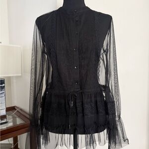 Liu Jo Black Sheer Lace Blouse